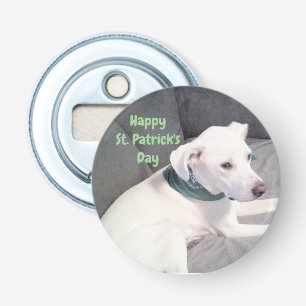 Photo of Cute White Dog St. Patrick's Day Bottle Opener