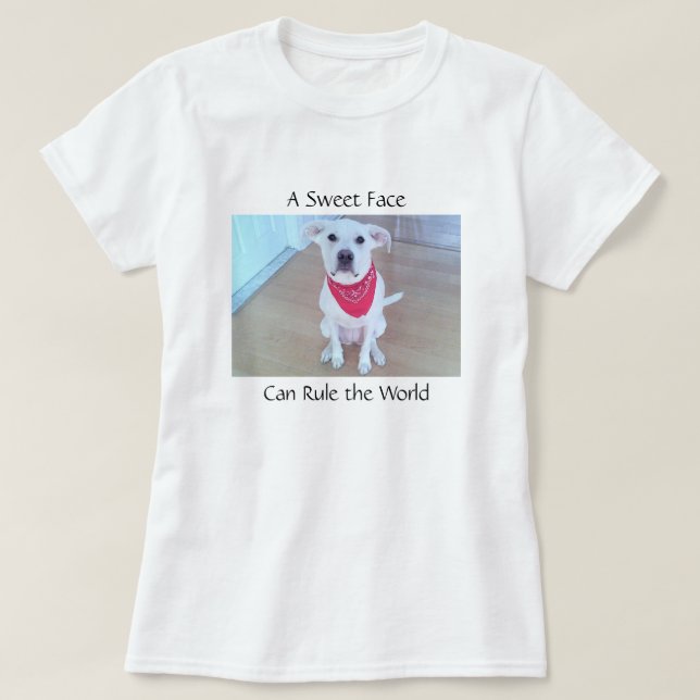 Photo of Cute White Dog With Sweet Face T-Shirt (Design Front)