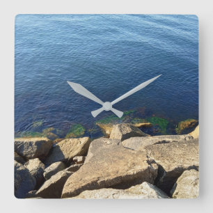 Photo of Deep Blue Atlantic Ocean Rocky Cliff Square Wall Clock