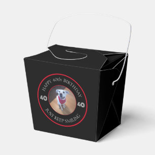 Photo of Dog Grinning Birthday 40 Black and Red Favour Box