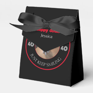 Photo of Dog Grinning Birthday 40 Black and Red Favour Box