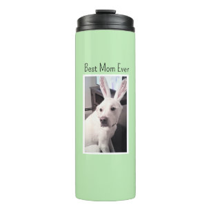 Photo of Dog Wearing Bunny Ears Best Mum Ever Sage Thermal Tumbler