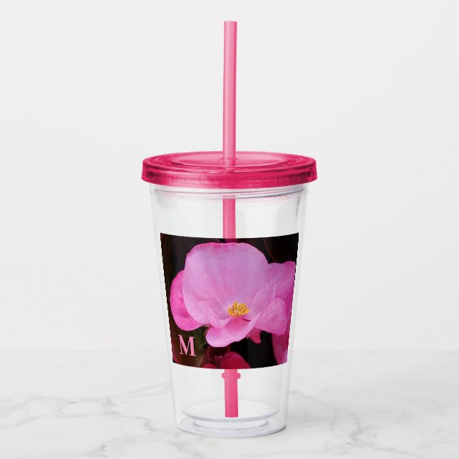 Photo of Elegant Hot Pink Flower Acrylic Tumbler (Front)