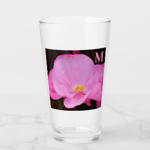 Photo of Elegant Hot Pink Flower Single Initial Glass