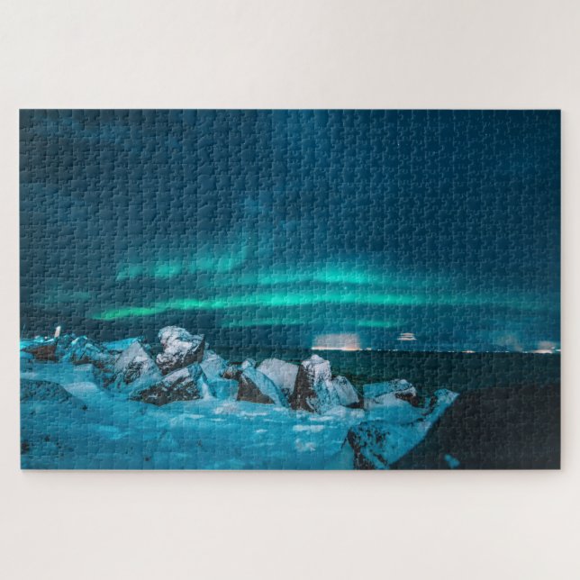 Photo of Evening of Northern Lights Iceland Jigsaw Puzzle (Horizontal)