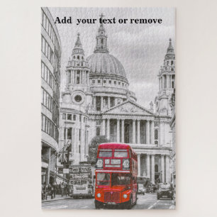 Photo of famous red double decker bus, London, UK, Jigsaw Puzzle
