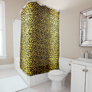 Photo of Faux Leopard Fur Print Wallpaper Shower Curtain