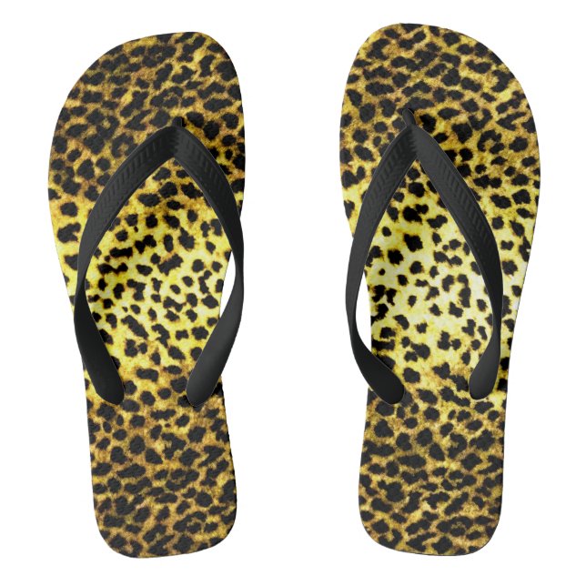 Photo of Faux Leopard Fur Print Wallpaper Thongs (Footbed)