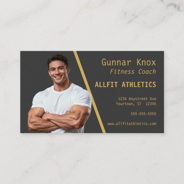 Photo of Fitness Coach Personal Trainer Business Card (Front)