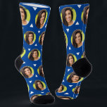 Photo of Girlfriend for Boyfriend Cute Blue Socks<br><div class="desc">These cute photo of girlfriend for boyfriend blue socks feature your own photo with a white triangles pattern and are sure to bring your boyfriend a smile! He will think of you every time he pulls on these socks, (and may make him love you more!) This is a great gift...</div>