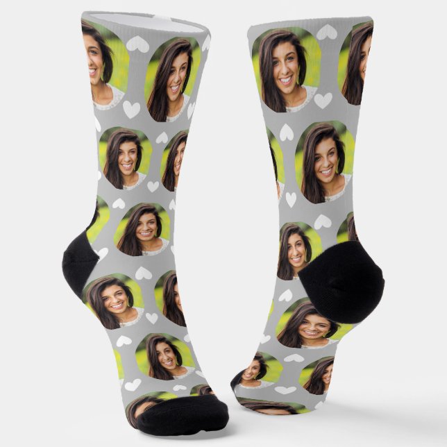 Photo of Girlfriend For Boyfriend Grey Heart Socks (Angled)