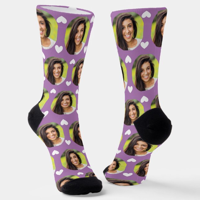 Photo of Girlfriend For Boyfriend Lavender Hearts Socks (Angled)
