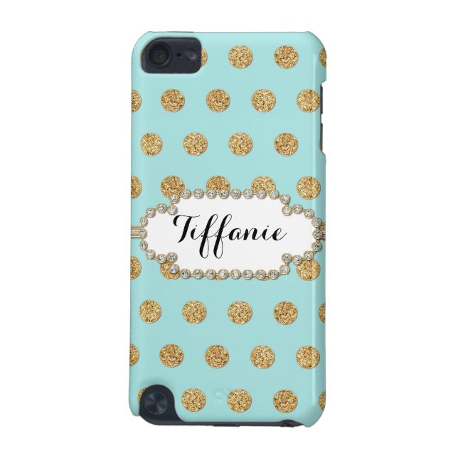 Photo of Gold Glitter Polka Dot Jewel Gem Frame iPod Touch 5G Case (Back)
