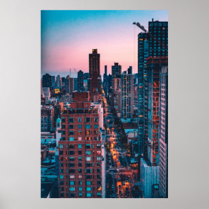 PHOTO OF HIGH-RISE BUILDINGS WITH BLUE AND PINK SK POSTER