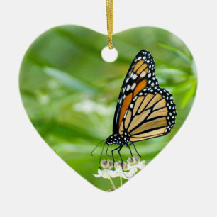 photo of monarch butterfly heart shaped ornament