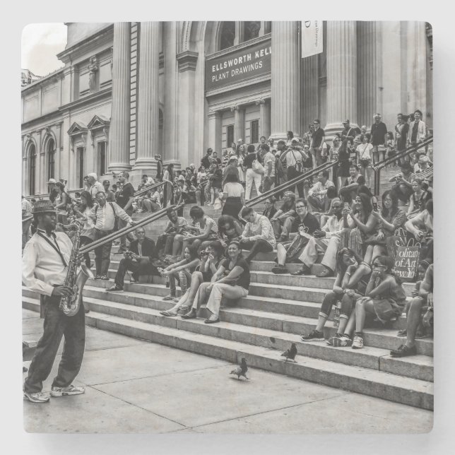 Photo of New York City Street Musician Performer Stone Coaster (Front)