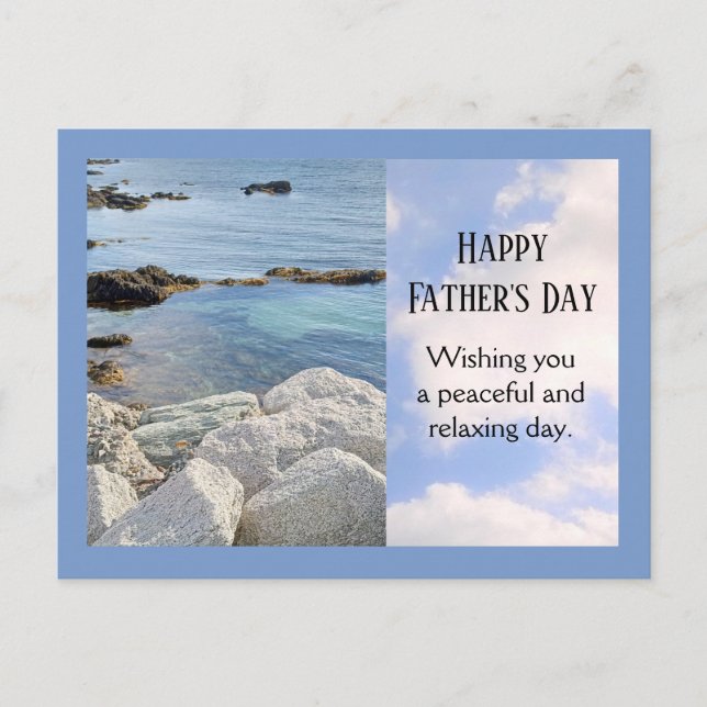 Photo of Ocean and Sky Happy Father's Day Blue Holiday Postcard (Front)