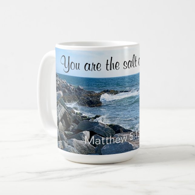 Photo of Ocean Salt of the Earth Bible Verse Coffee Mug (Front Left)