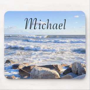 Photo of Ocean Shore Custom Name Mouse Pad