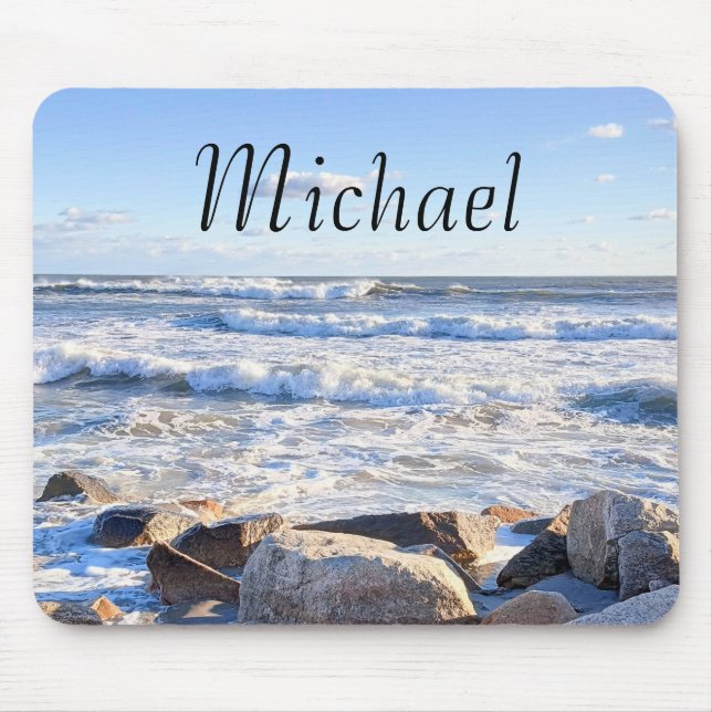 Photo of Ocean Shore Custom Name Mouse Pad (Front)