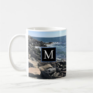 Photo of Ocean Waves and Rocks #1 Dad Blue Coffee Mug