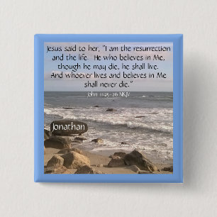 Photo of Ocean With Resurrection Scripture Easter 15 Cm Square Badge