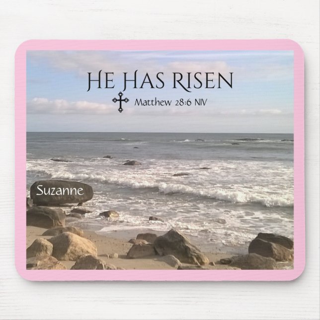 Photo of Ocean With Resurrection Scripture Easter  Mouse Pad (Front)