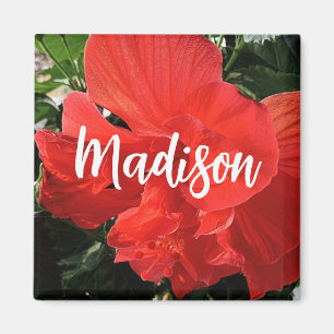 Photo of Orange Double Hibiscus Custom Name Magnet