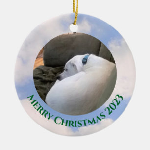 Photo of Peaceful Puppy Dog Sleeping in Cloudy Sky Ceramic Ornament