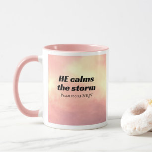 Photo of Pink Sky He Calms the Storm Bible Verse Mug