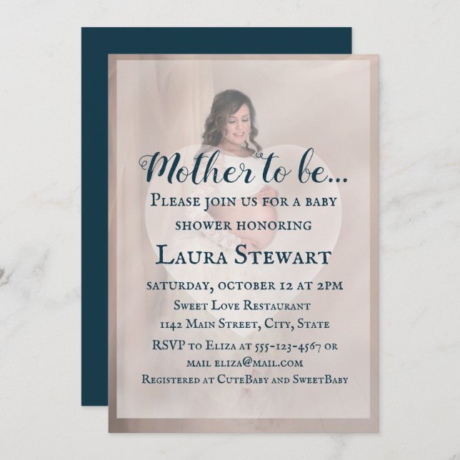 Photo of Pregnant Woman - Baby Shower Invitation (Front/Back)