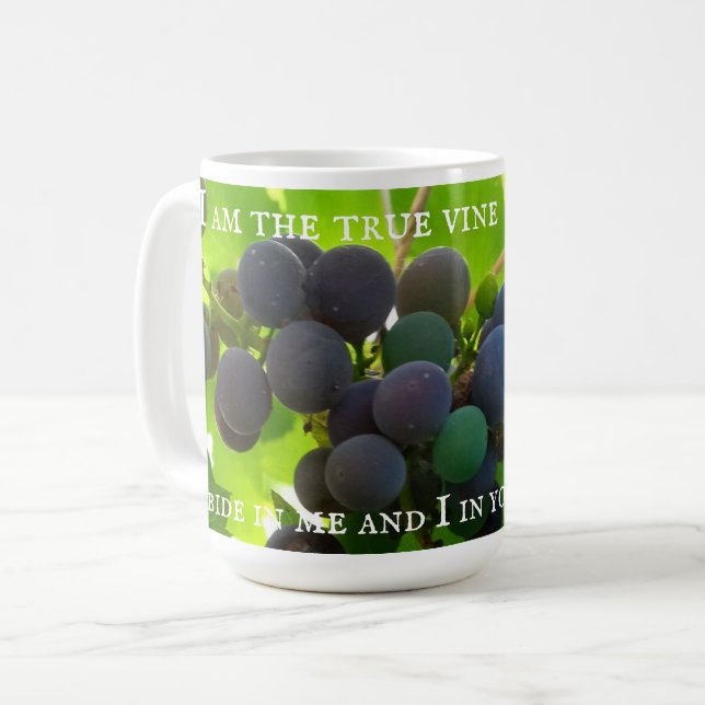 Photo of Purple Grapes Gospel of John Bible Verse Coffee Mug (Front Left)
