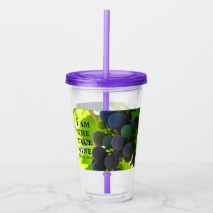 Photo of Purple Grapes Gospel of John Bible Verses Acrylic Tumbler