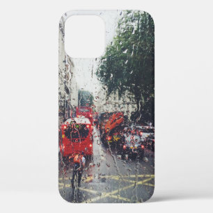 PHOTO OF RED BUS ON STREET FROM WINDOW iPhone 12 CASE