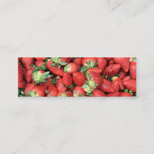 Photo of Red Juicy Strawberries Mini Business Card (Front)