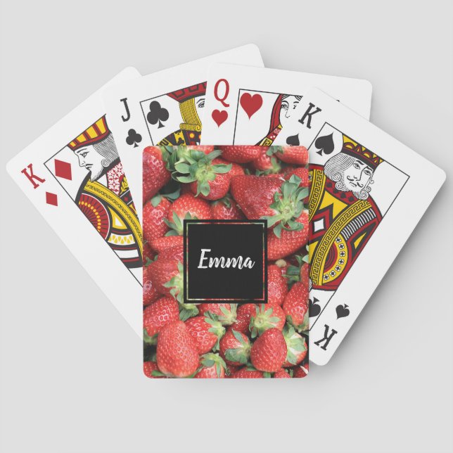 Photo of Red Juicy Strawberries Playing Cards (Back)