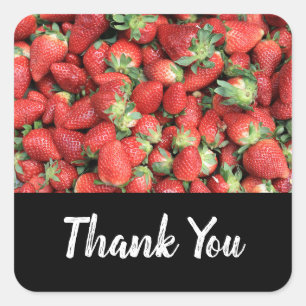 Photo of Red Juicy Strawberries  Thank You Square Sticker
