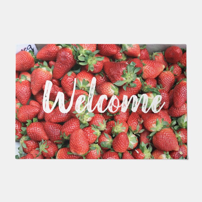 Photo of Red Juicy Strawberries Welcome Doormat (Front)