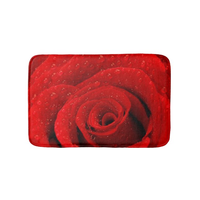 Photo of Red Rose Background Bath Mat (Front)