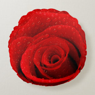 Photo of Red Rose Background Round Cushion