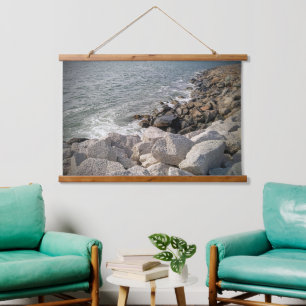 Photo of Rocky Ocean Shore Hanging Tapestry