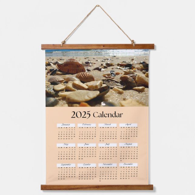 Photo of Seashells on the Beach, Coastal Decor Hanging Tapestry (Front)