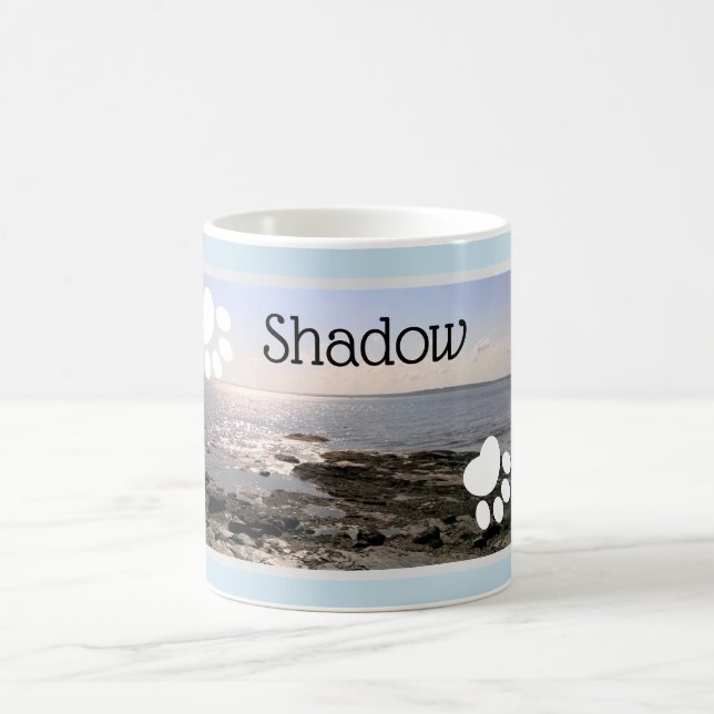 Photo of Sky and Sea Paw Prints Add Name of Dog Coffee Mug (Center)