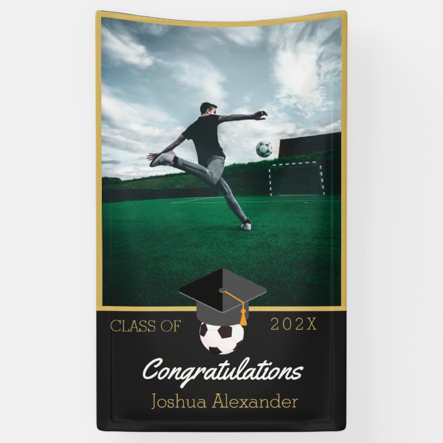 Photo of Soccer player congratulation graduate  Banner (Vertical)