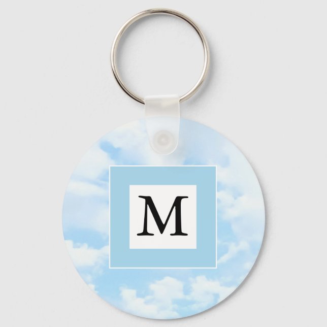 Photo of Soft Blue Sky Custom Single Initial Key Ring (Front)