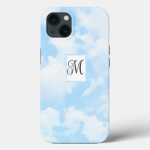Photo of Soft Blue Sky Fancy Letter Single Initial iPhone 13 Case