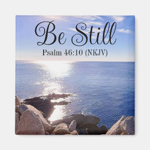 Photo of Still Blue Ocean Bible Verse Know God Magnet