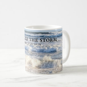 Photo of Stormy Sea He Calms the Storm Bible Verse Coffee Mug