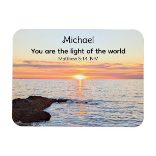 Photo of Sun and Ocean Bible Verse Name Magnet