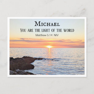 Photo of Sun and Ocean Bible Verse Name Postcard